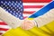 Businessmen handshake - United States and Ukraine