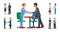 Businessmen handshakes set. Business people in suits complete deal with handshake successful partnership and lucrative
