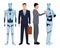 Businessmen with humanoid robot