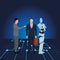 Businessmen with humanoid robot