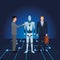 Businessmen with humanoid robot