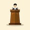 Businessmen with Podium Flat graphic design-Vector Illustration