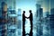 Businessmen shaking hands on abstract city background. teamwork concept. Closing a business deal. Confirmation of the contract