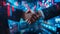 Businessmen shaking hands doing business mergers and acquisitions joint venture concept business or investment AI Generated