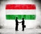 Businessmen Shaking Hands With Hungarian Flag