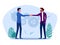 Businessmen shaking hands negotiating a business deal. cooperation concept vector illustration