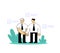 Businessmen shaking hands. Successful negotiations, deal. Flat vector illustration. Isolated on white background.