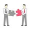 Businessmen standing and join puzzle vector illustration