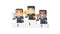 Businessmen stands on pedestal holding cup and smiling funny characters version 2