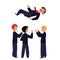 Businessmen throwing their leader, boss, coworker in air celebrating success