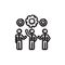 Businessmen under the gears sketch icon.