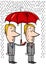 Businessmen under umbrella cartoon