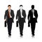 Businessmen walking on white background