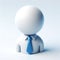 Businessmen white 3D figure with blue tie. Teamwork. AI generated