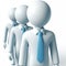 Businessmen white 3D figure with blue tie. Teamwork. AI generated