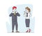 Businesspeople Characters Agreement, Partnership Concept. Satisfied Business Partners Man and Woman Show Thumb Up