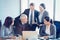 Businesspeople interacting in conference room