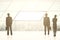 Businesspeople silhouettes and blank banner