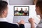 Businesspeople Video Conferencing On Laptop