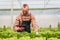 Businessperson or farmer checking hydroponic soilless vegetable in nursery farm. Business and organic hydroponic