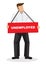 Businesss man hanging with a unemployed sign. Concept of jobless