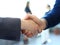 Businesss and office concept - two businessmen shaking hands