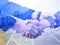 Businessteam of deal which handshake man and Success concept of handshaking after successful deal job