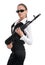 Businesswoman with a automatic rifle