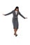 Businesswoman balancing while walking