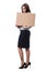 The businesswoman with blank message on white