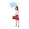 businesswoman briefcase speech bubble