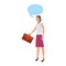 businesswoman briefcase speech bubble