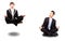 Businesswoman and businessman in yoga