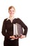 Businesswoman carries files