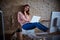 Businesswoman casual sitting at office with laptop