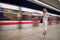 Businesswoman casually waiting for a subway transport