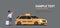 Businesswoman catching taxi on street african american woman with luggage stopping yellow cab city transportation