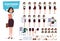 Businesswoman character creation vector set. Business woman characters female office employee staff demo presentation.