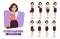 Businesswoman character vector set. Business woman characters female office employee in different standing pose and gestures.