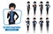 Businesswoman character vector set. Business woman office female employee characters in different standing pose.
