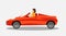 Businesswoman in Convertible Red Car Illustration