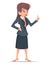 Businesswoman cute female manager creative business idea finger up woman character retro vintage cartoon design isolated