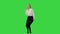 Businesswoman dancing wildly celebrating successful project on a Green Screen, Chroma Key.