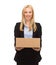 Businesswoman delivering cardboard box