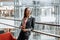 Businesswoman with documents for work. Student girl with folders with documentation. An officer will collect information