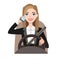 Businesswoman driving a car talking on the phone