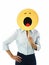 Businesswoman with emoticon