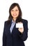 Businesswoman with an empty business card