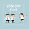 Businesswoman exit from comfort zone.