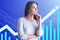 Businesswoman at financial chart background